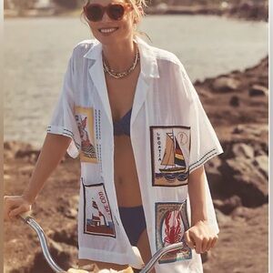 Celandine by Anthropologie Postcard Campaign Button down cover up or blouse XXS